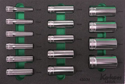 1/2" Sq. Dr. Deep Socket Set Metric in Foam - 15 Pieces - Image 3