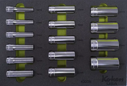 1/2" Sq. Dr. Deep Socket Set Metric in Foam - 15 Pieces - Image 4
