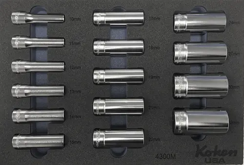 1/2" Sq. Dr. Deep Socket Set Metric in Foam - 15 Pieces - Image 5