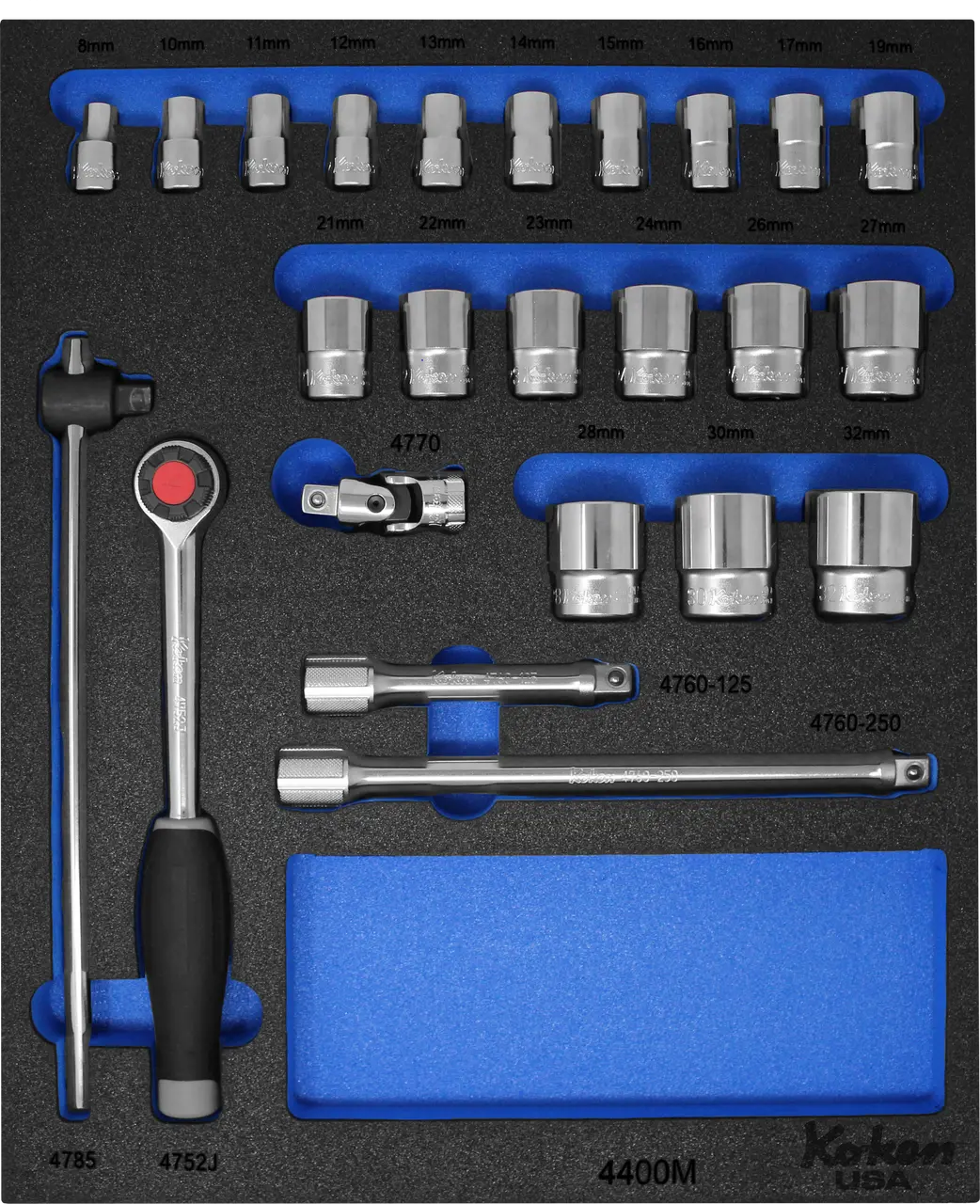 1/2" Sq. Dr. Socket Set Metric in Foam - 24 Pieces - Image 2