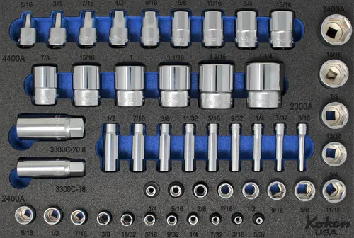 1/4", 3/8" and 1/2"  Sq. Dr. Socket Set SAE in Foam  - 49 Pieces - Image 2