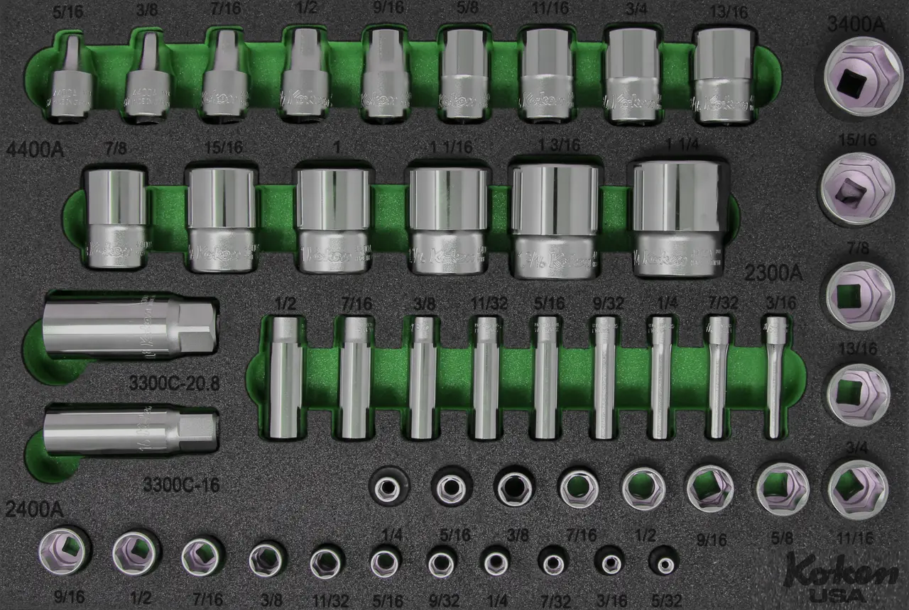 1/4", 3/8" and 1/2"  Sq. Dr. Socket Set SAE in Foam  - 49 Pieces - Image 3