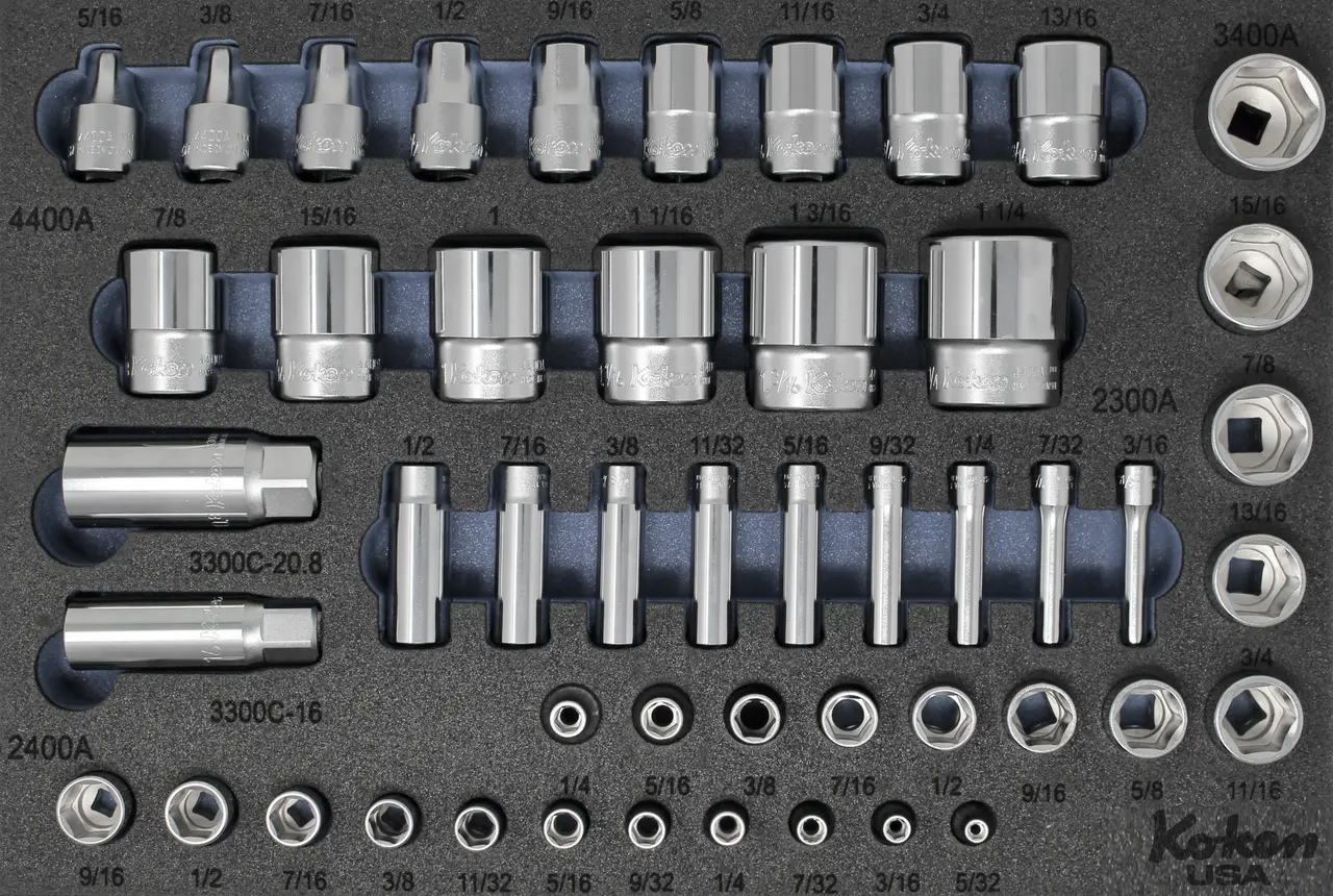 1/4", 3/8" and 1/2"  Sq. Dr. Socket Set SAE in Foam  - 49 Pieces - Image 5