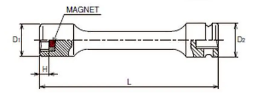 1/2" Sq. Dr. 6 Point 150mm Length Extension Socket in 10mm w/ Magnet - Image 2