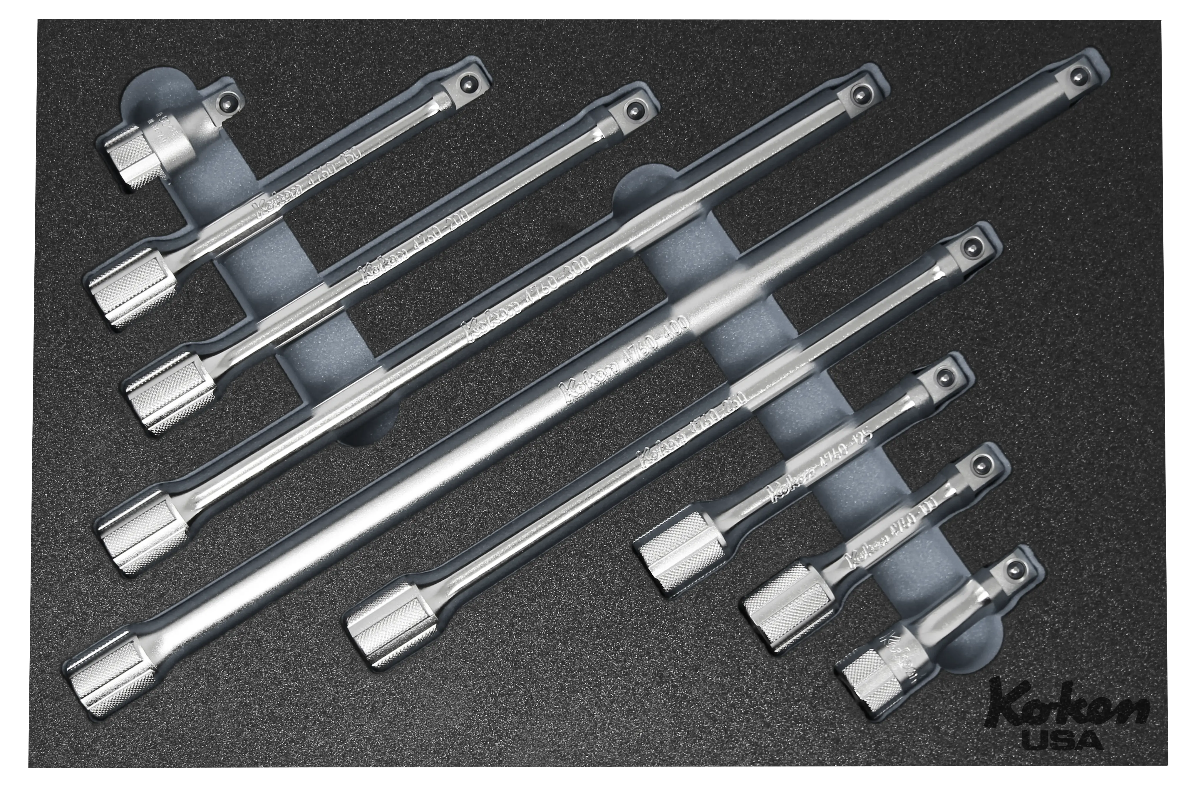 1/2" Sq Dr. Extension Bar Set in Foam - 9 Pieces