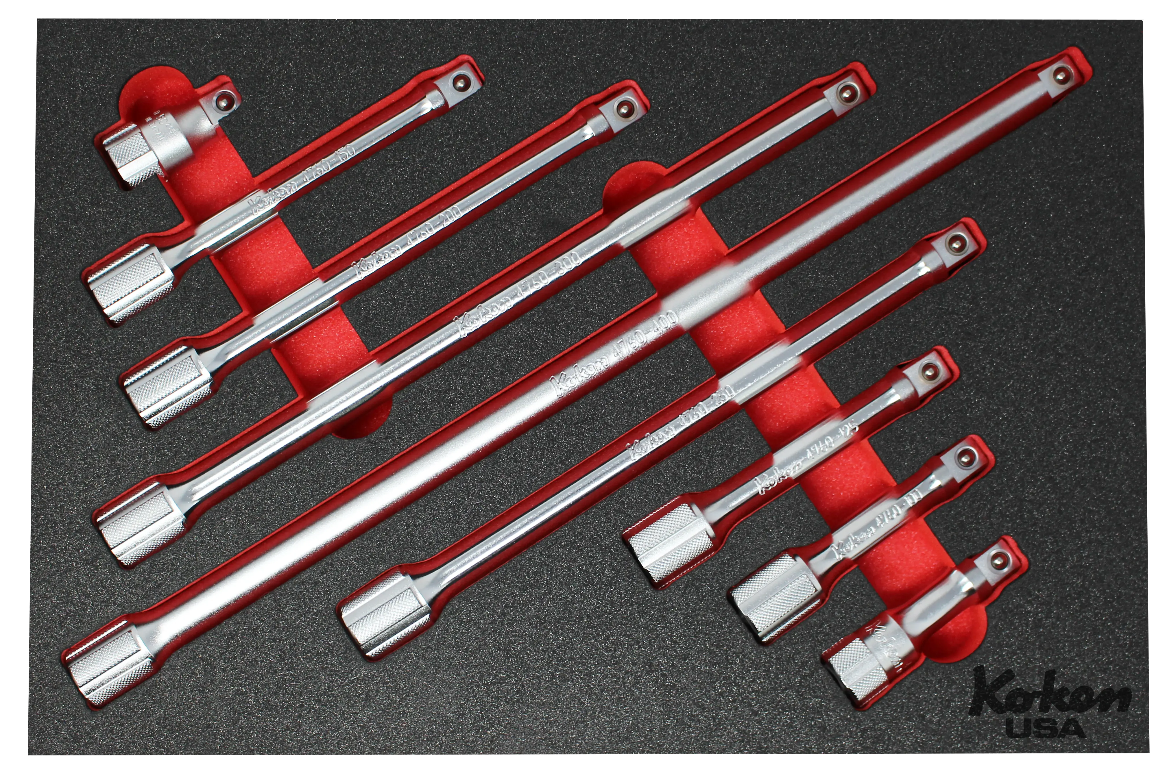 1/2" Sq Dr. Extension Bar Set in Foam - 9 Pieces - Image 2