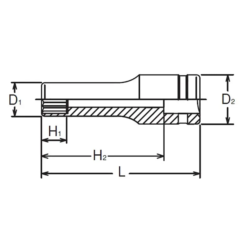 1/2 Sq. Dr. Socket  10mm 12 point Length 77mm - Image 2