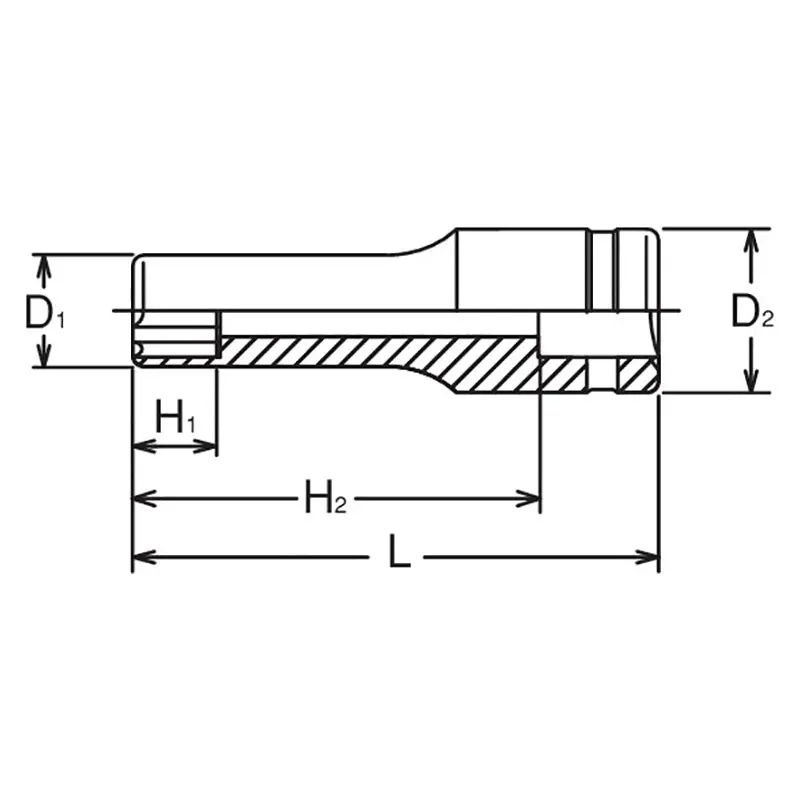 1/2 Sq. Dr. Socket 15mm Surface Length 77mm - Image 2