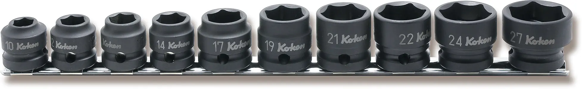 1/2 Sq. Dr. 10 Piece Thin Wall 6-Point Impact Metric Socket set 10-27mm