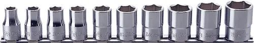 10 Piece 1/2 Sq. Dr. 6 point, SAE, Chrome Socket Set
