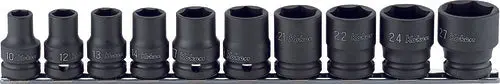 1/2 Sq. Dr. Socket set 10-27mm 6 point Thin walled 10 pieces