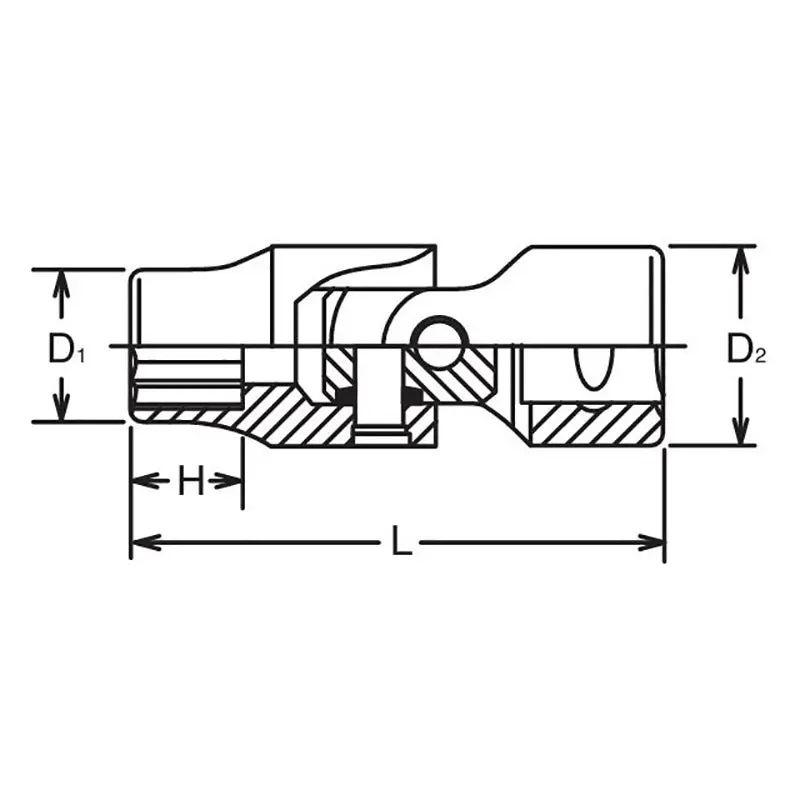 1/2 Sq. Dr. Universal Socket 13mm 12 point Length 66mm - Image 2