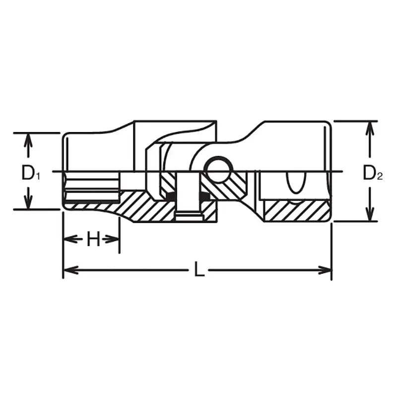 1/2 Sq. Dr. Universal Socket 21mm 12 point Length 72mm - Image 2