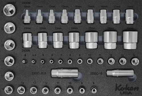 1/4", 3/8", 1/2" Sq. Dr. Socket Set Metric in Foam  - 43 Pieces - Image 4