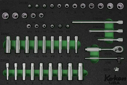 1/4" 12 Point Sq. Dr. Socket and Accessories Set in Foam - 49 Pieces - Image 3