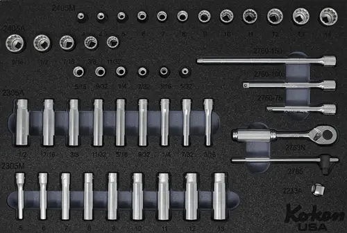 1/4" 12 Point Sq. Dr. Socket and Accessories Set in Foam - 49 Pieces - Image 5