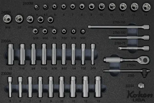 1/4" 6 Point Sq. Dr. Socket and Accessories Set in Foam - 49 Pieces - Image 5
