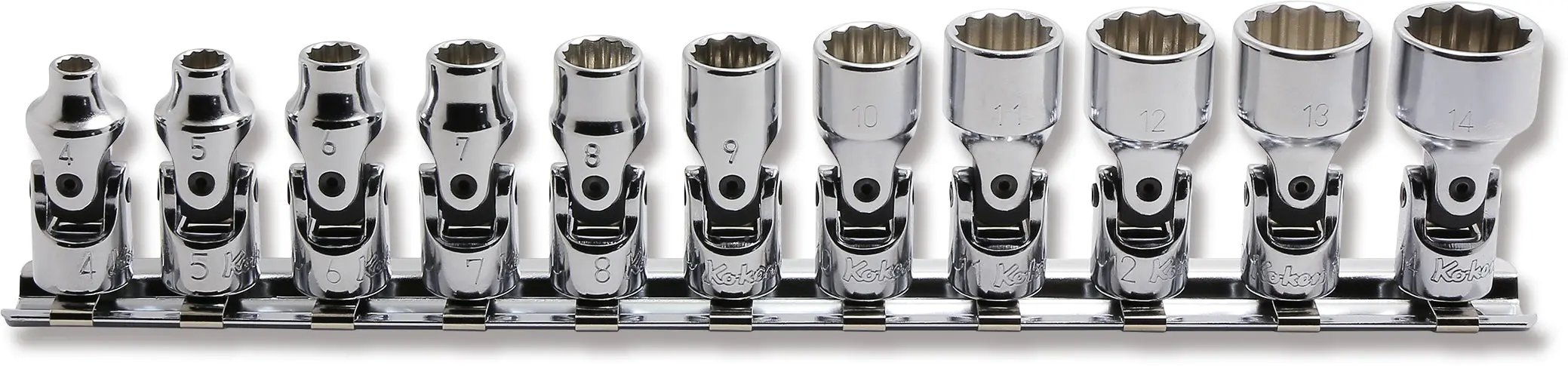1/4 Sq. Dr. 12 point Metric Universal Chrome Socket set (4-14) - 11 pieces