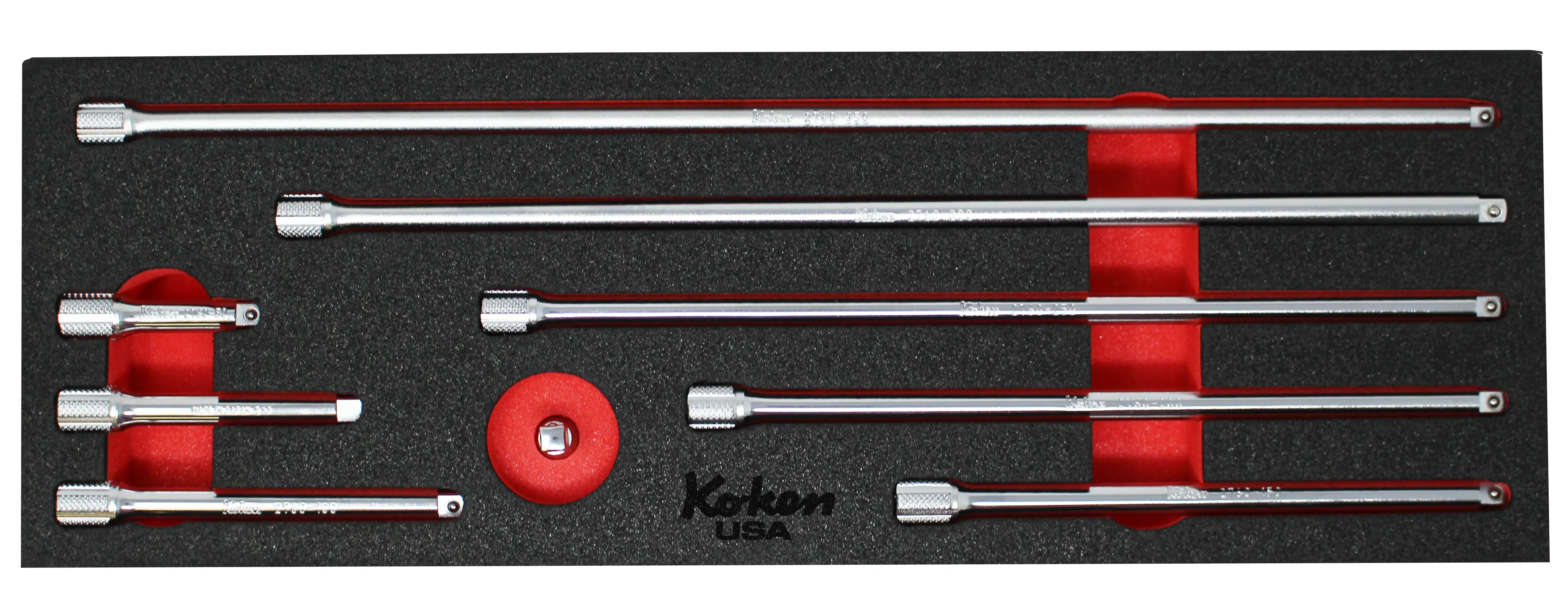 1/4" Sq Dr. Extension Bar Set in Foam - 9 Pieces