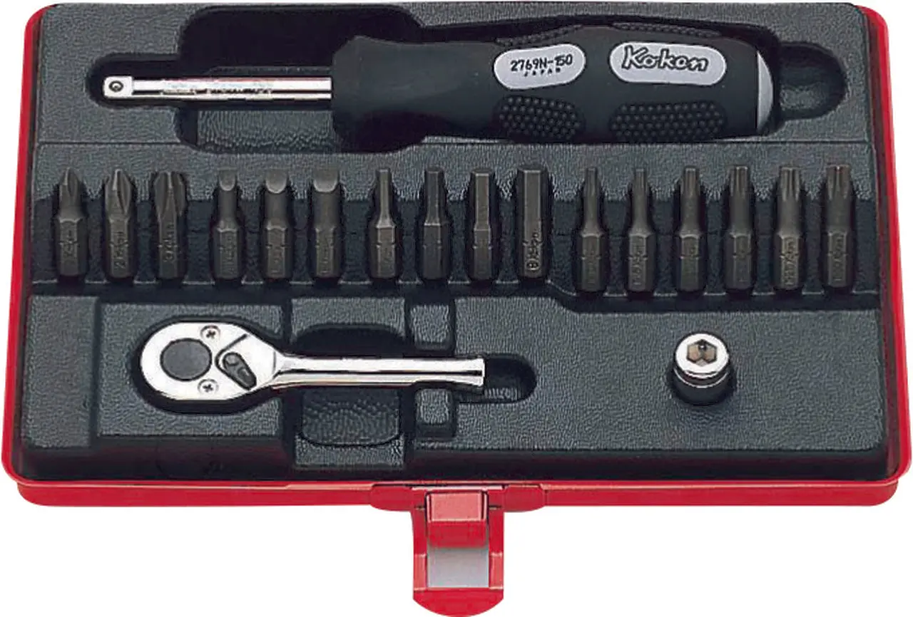 19 Piece 1/4 Sq. Dr. Bit Set in Metal Case