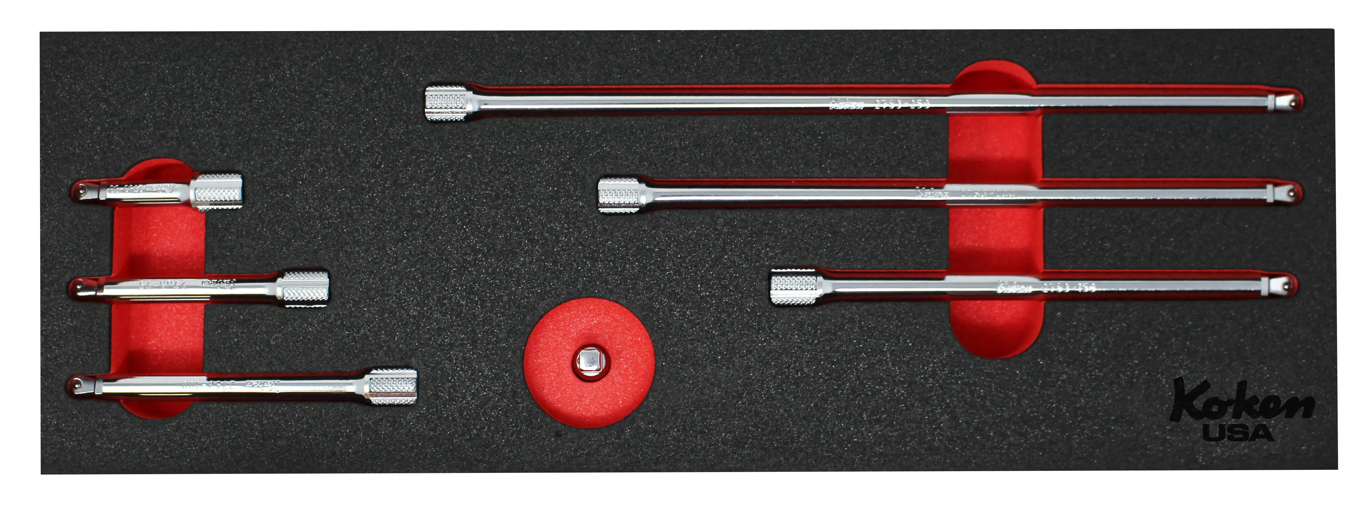 1/4" Sq Dr. Wobble-Fix Extension Bar Set in Foam - 7 Pieces