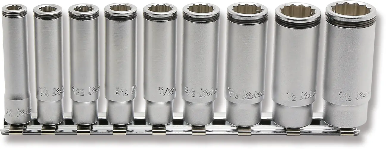 1/4" Sq. Drive 12-Point SAE Deep NUT GRIP® 9 Piece Socket Set
