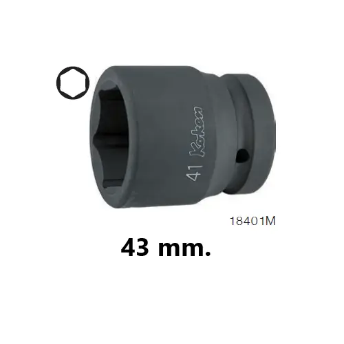 1" Sq. Dr. 6-Point Thin Wall Impact Socket in 43mm