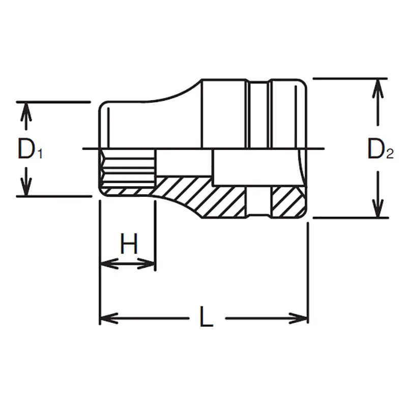 1/2 Sq. Dr. Socket 19mm 12 point Length 38mm - Image 2