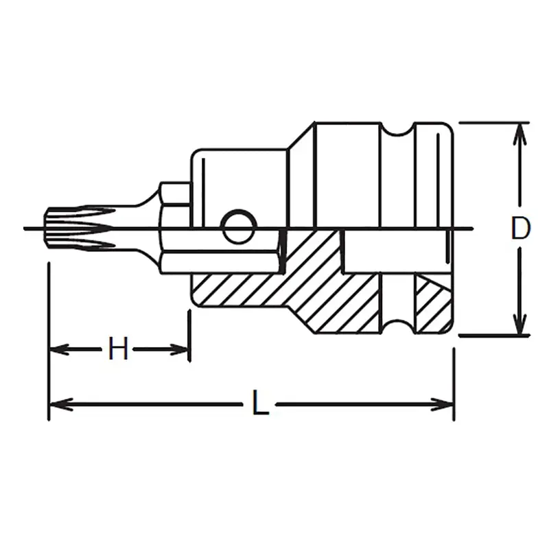 3/4 Sq. Dr. TORX® T60 Bit Socket Length 76mm - Image 2