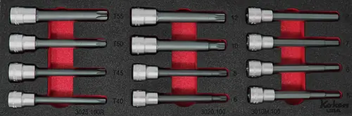 3/8" 12 Piece Long Bit Socket Set in Foam - Hex, TORX®, Spline