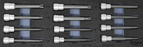 3/8" 12 Piece Long Bit Socket Set in Foam - Hex, TORX®, Spline - Image 5