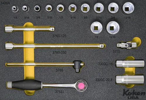3/8" Sq. Dr. Socket and Accessories Set SAE in Foam - 19 Pieces - Image 5