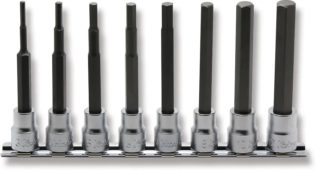8 Piece 3/8 Sq. Dr. 100mm Hex Bit Socket set  3-12mm