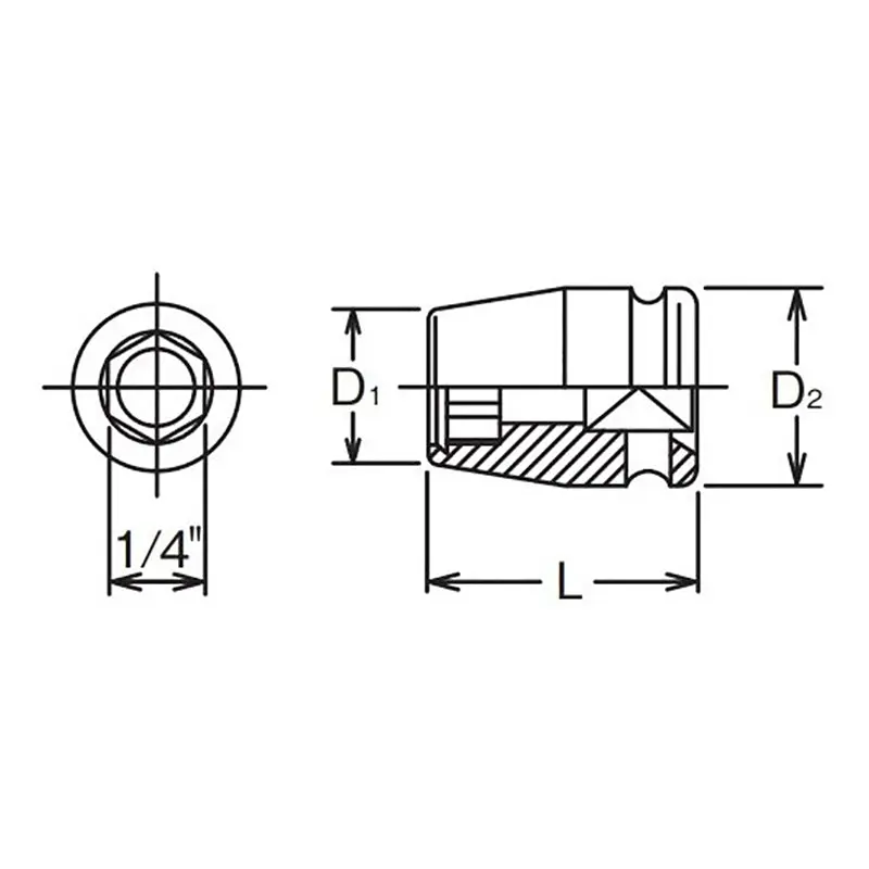 3/8 Sq. Dr. Adaptor 1/4 For 1/4H Bit Length 30mm - Image 2