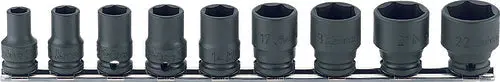 3/8 Sq. Dr. Socket set  8-22mm 6 point  Thin walled 9 pieces