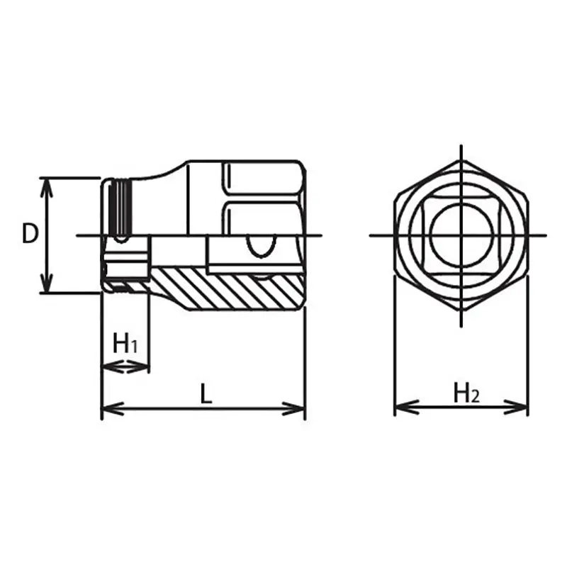 3/8 Sq. Dr. Socket 14mm Nut Grip Length 27mm Outer Hex 17mm - Image 2
