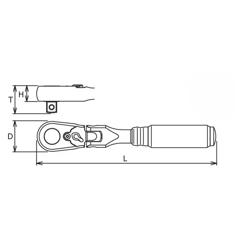 1/4" Body 3/8" Sq. Dr. Ratchet Handle 72 teeth Flexible Head Length 114mm Z-series - Image 2