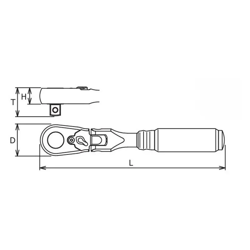 1/4" Body 3/8" Sq. Dr. Ratchet Handle 72 teeth Flexible Head Length 160mm  Z-series - Image 2