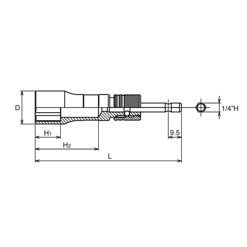 1/4 Hex Dr. Long Socket  17mm 6 point 111mm Exchangeable Drive shank - Image 2