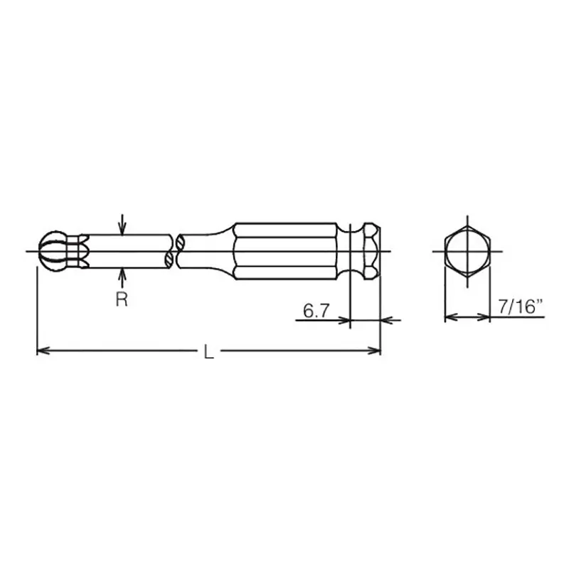 7/16 Hex Dr. Ball Point Hex 10mm Bit, Length 75mm - Image 2