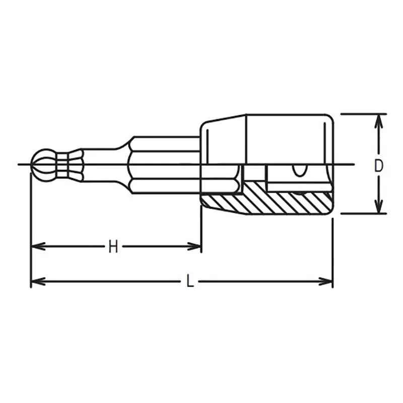 1/4 Sq. Dr. Bit Socket  4mm Ballpoint Hex Length 50mm - Image 2