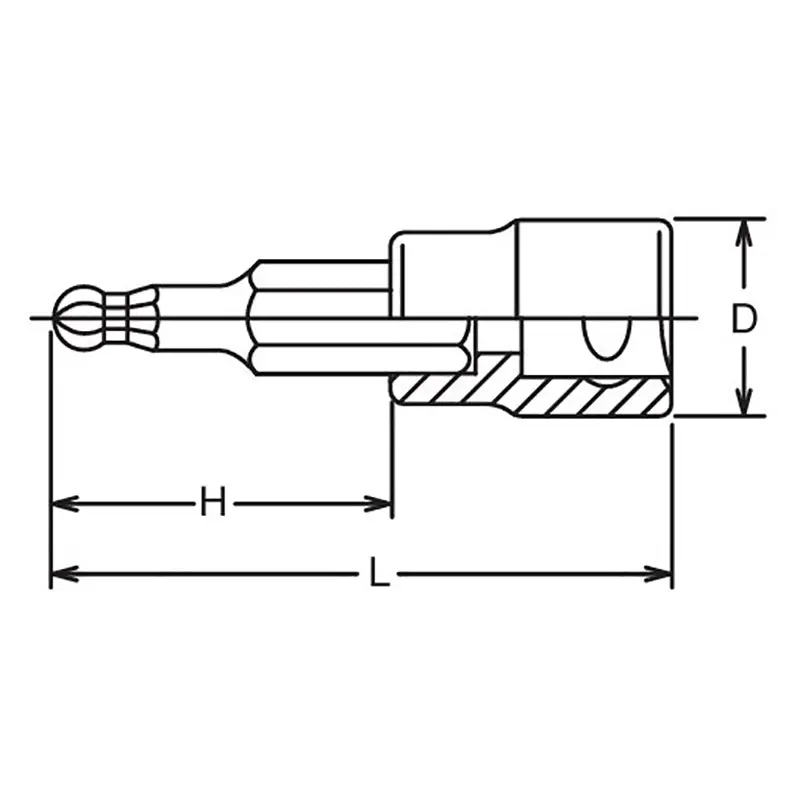 3/8 Sq. Dr. Bit Socket 3mm Ballpoint Hex Length 62mm - Image 2