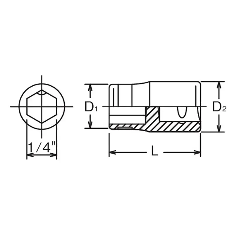 1/2 Sq. Dr. Adaptor 1/4 For 1/4H Bit Length 38mm - Image 2