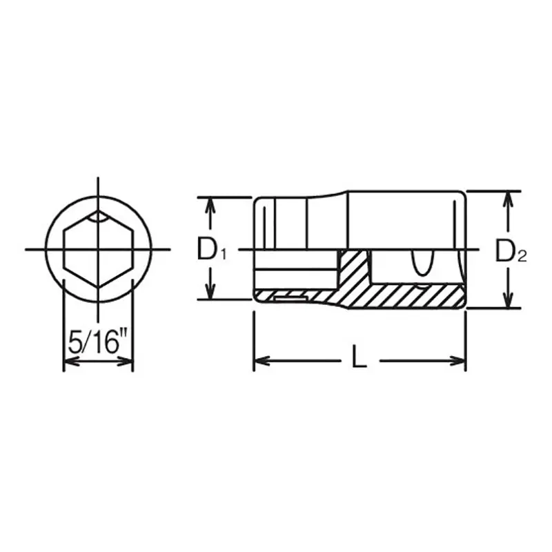 1/2 Sq. Dr. Adaptor  5/16 For 5/16H Bit Length 38mm - Image 2