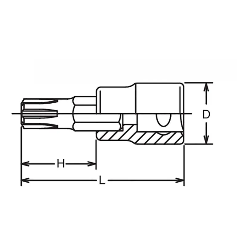 1/2 Sq. Dr. Bit Socket Ribe-CV M13  Length 100mm - Image 2