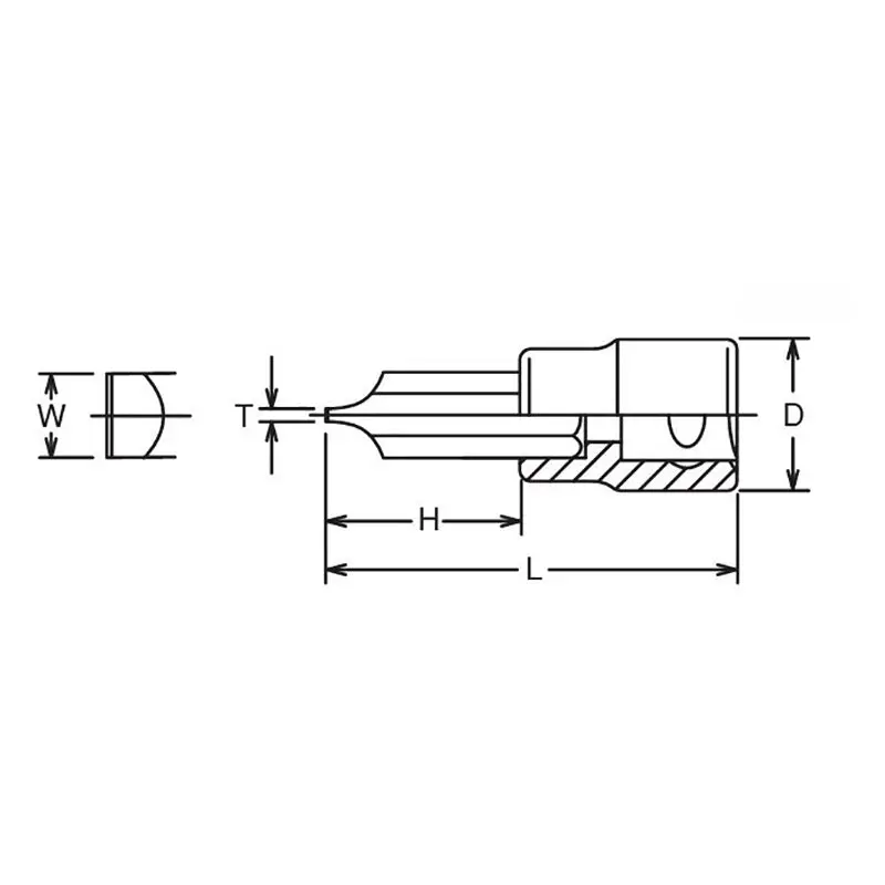 1/2 Sq. Dr. Bit Socket Slotted 2.0x12 Length 60mm - Image 2