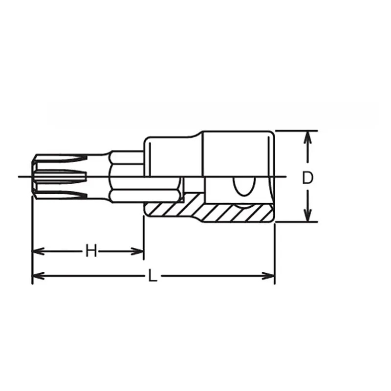 1/2 Sq. Dr. Bit Socket Ribe-CV M16 Length 100mm - Image 2