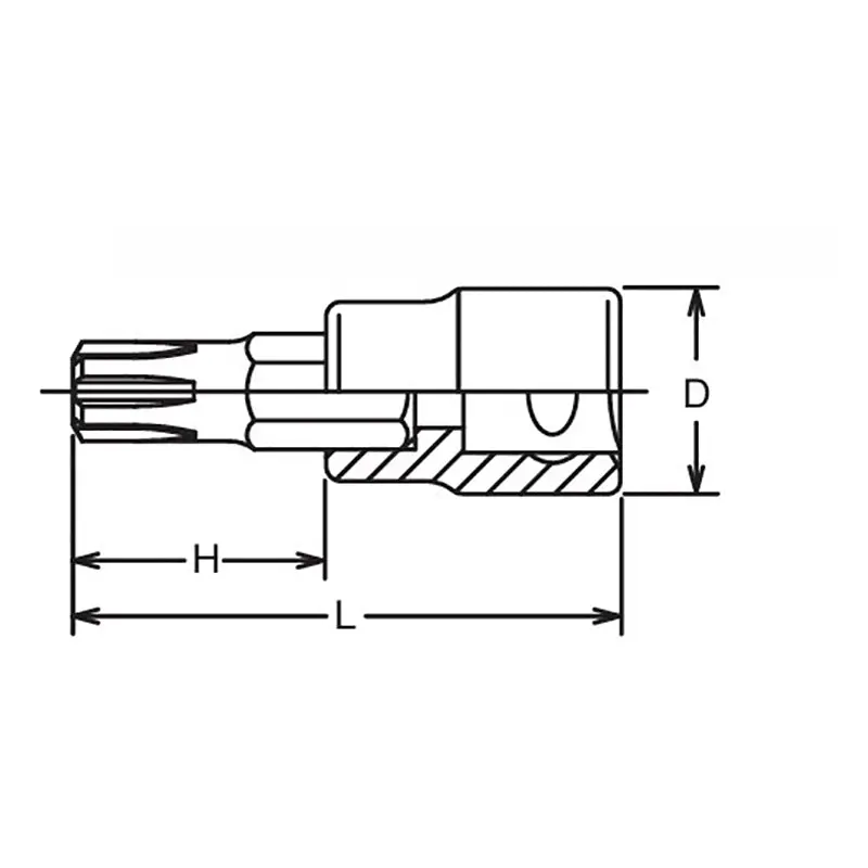 1/2 Sq. Dr. Bit Socket Ribe-CV M6  Length 100mm - Image 2