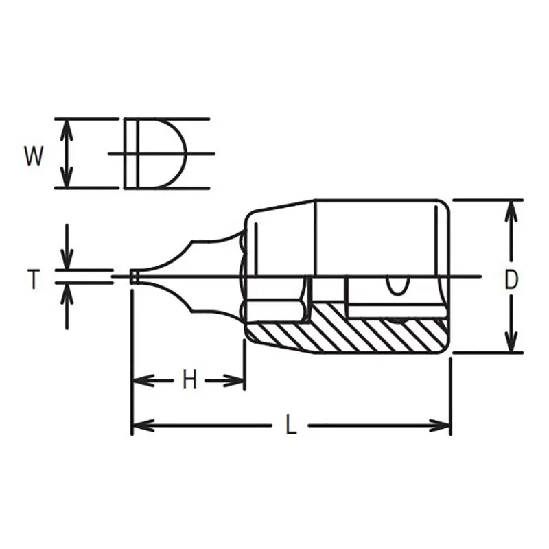 1/4 Sq. Dr. Bit Socket Slotted 1.6X8 Length 25mm - Image 2