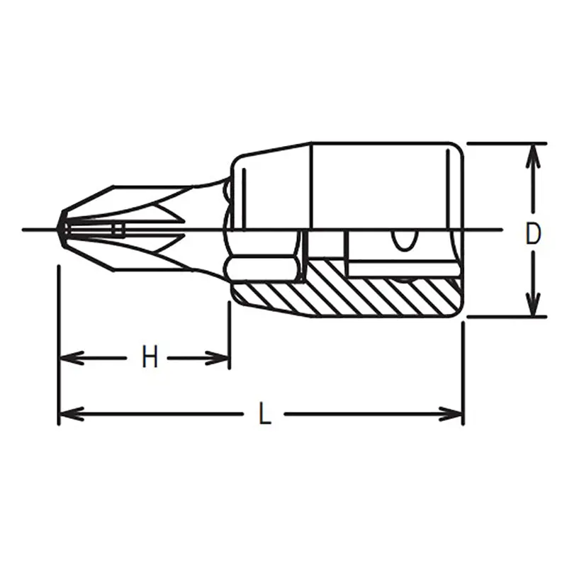 1/4 Sq. Dr. Bit Socket  PZ3  Length 28mm - Image 2